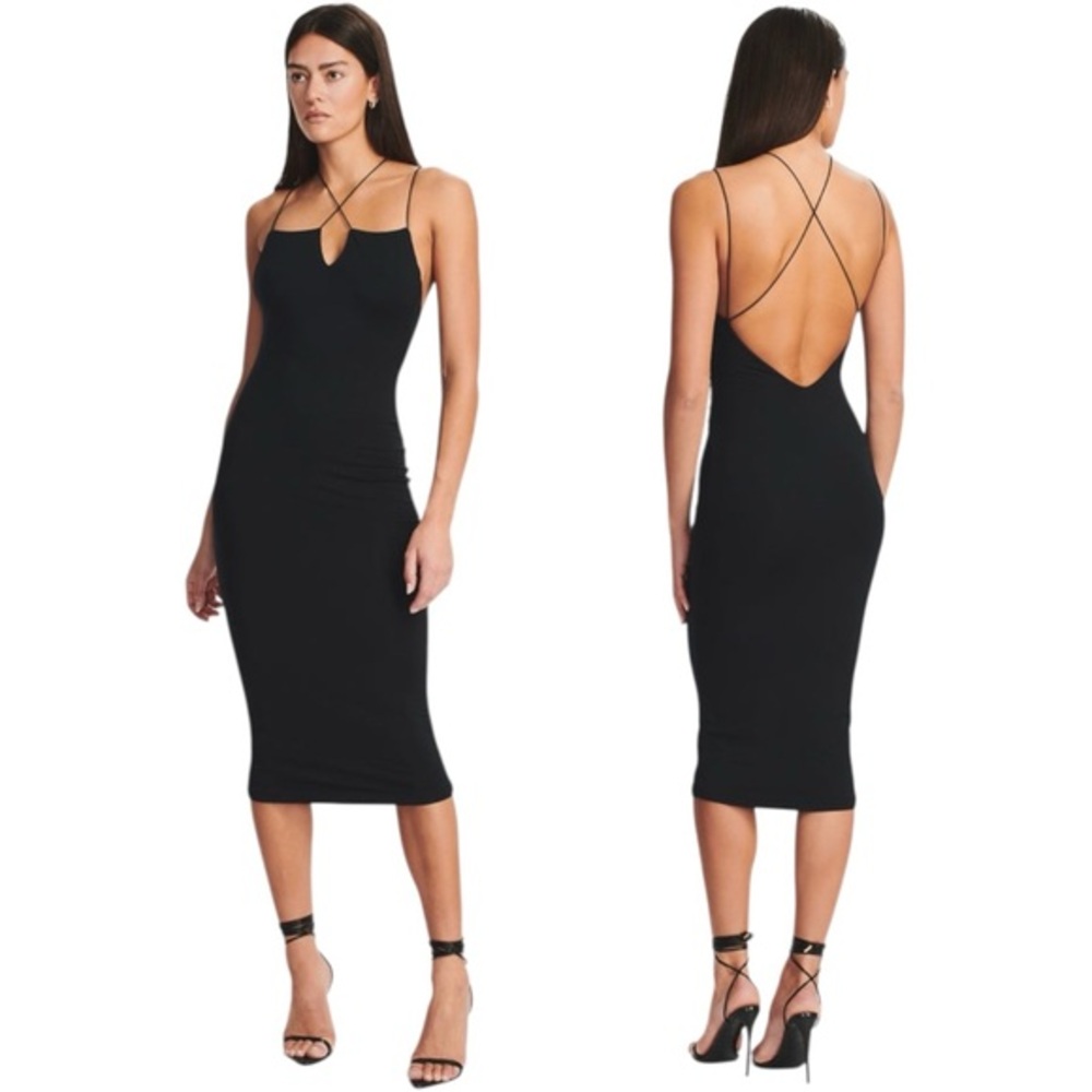 SER.O.YA Brogan Bodycon Strappy Black Dress NEW Size S